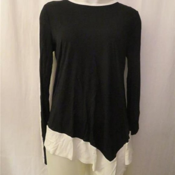 BCBGMaxAzria Tops - WOMENS BCBGMAXAZRIA BLACK WHITE PULLOVER LONG SLEEVE TUNIC TOP SIZE M